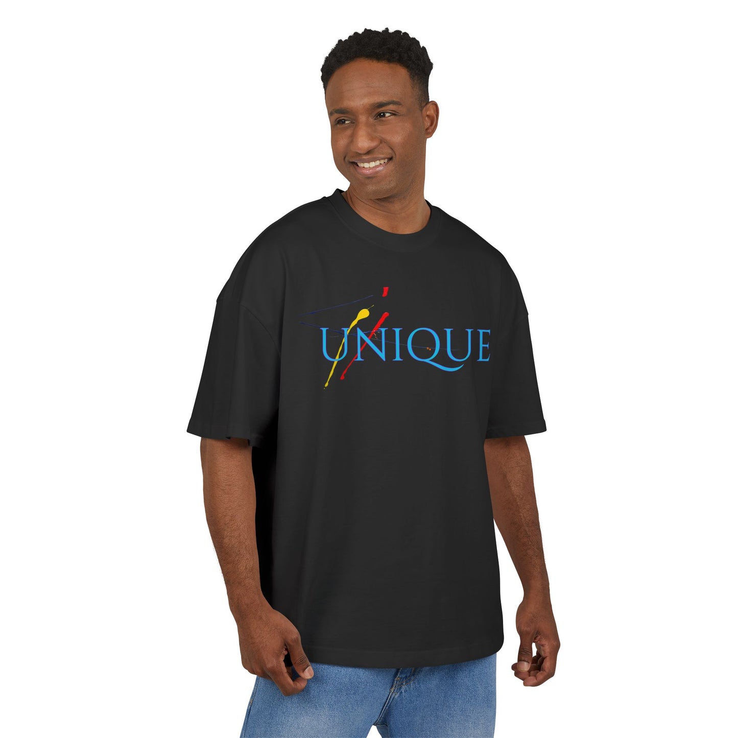 Unique Graphic Tee — Bold Color Paintstroke Logo T-Shirt